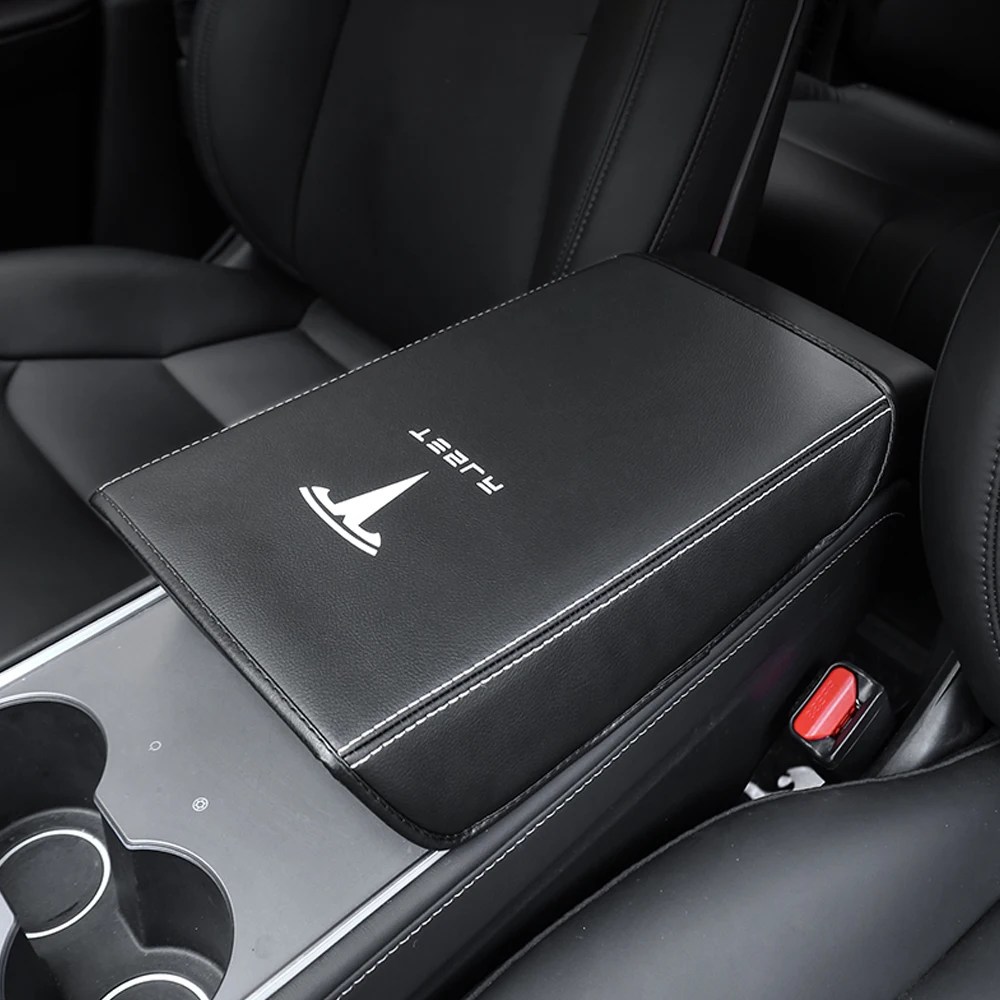 

For Tesla Model 3 Y 2017-2022 Console Cover Armrest Cushion Scratch Resistant Faux Leather Center Console Protector Accessory