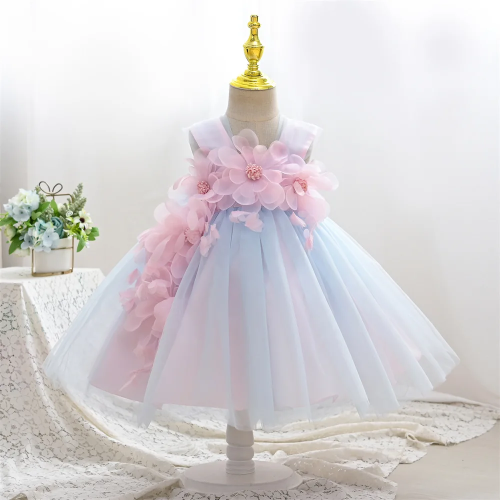

baby girls dresses lace flower kids clothing princess wedding baptism children wear 1 year birthday vestido infantil 12M 24M -4Y