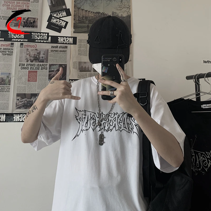 

Women T Shirts Female Harajuku Goth Oversized T-Shirt Summer Unisex Casual Fashion Tops T-shirt Men Streetwear Tees Clothing