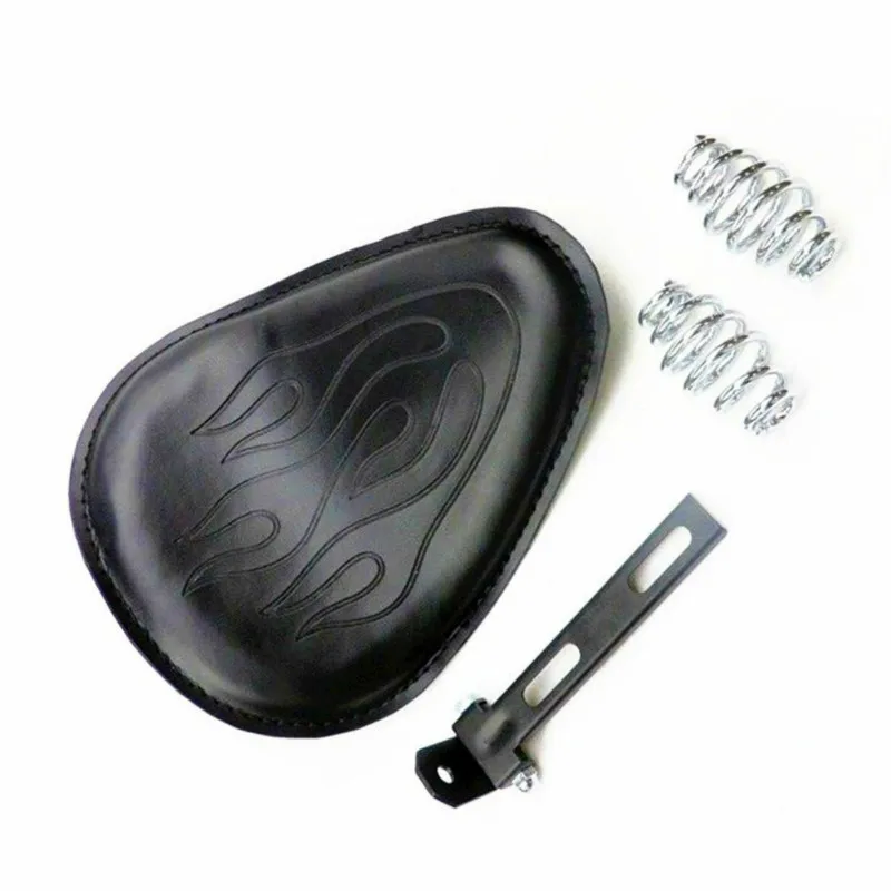 

Leather Flame SOLO Slim Seat W/ Mount Kit For Harley Bobber Chopper XL Custom