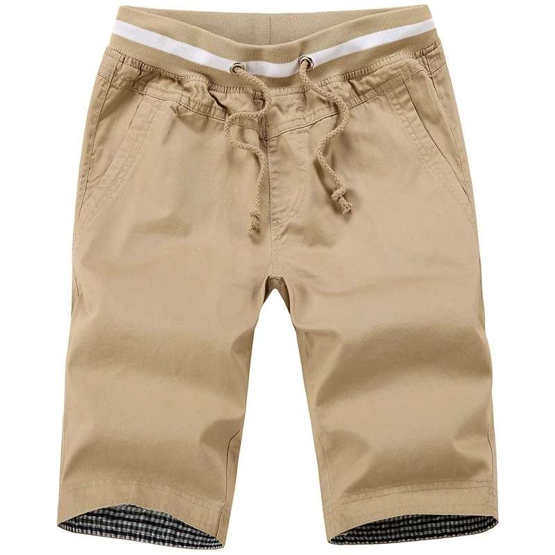 

Summer Mens Shorts 2022 New Elastic Waist Lace Up Cotton Solid Color Fashion Casual Beach Shorts Brand Male Clothing Short Pants