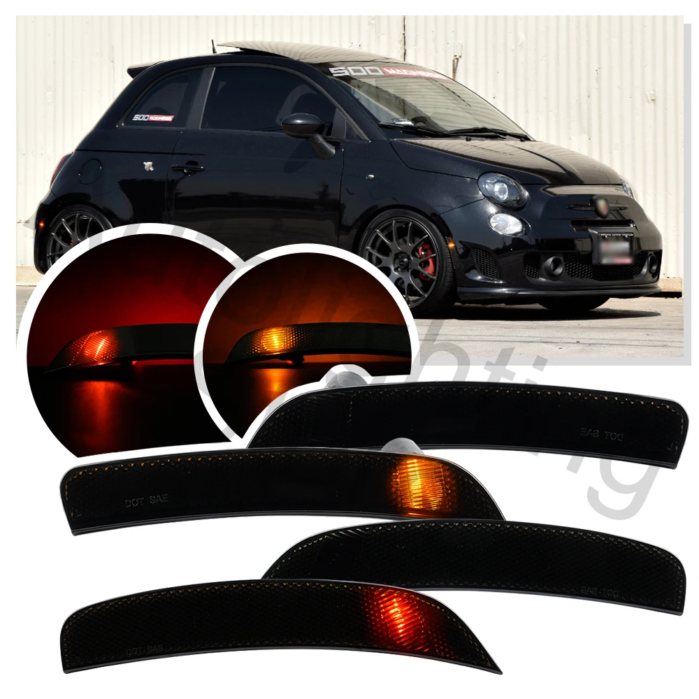 

4PCS For Fiat 500 /500C Abarth 2012 2013 2014-2017 LED Front/Rear Bumper Lamp Side Marker Turn Signal Indicator Amber Lights