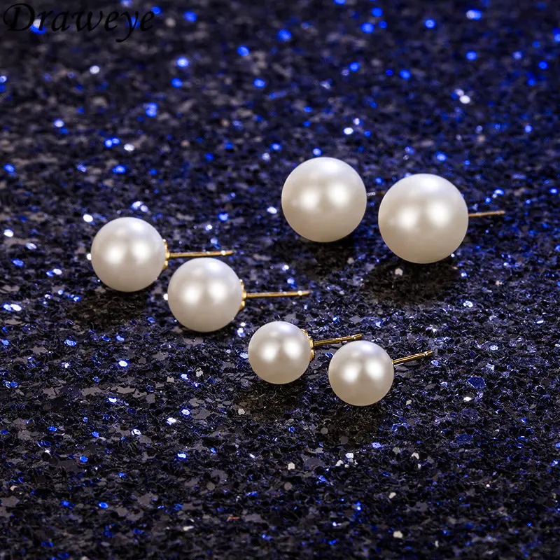 

Draweye Pearls Stud Earrings for Women Korean Fashion Ins Vintage Elegant Wedding Party Jewelry 925 Sterling Silver Pendientes