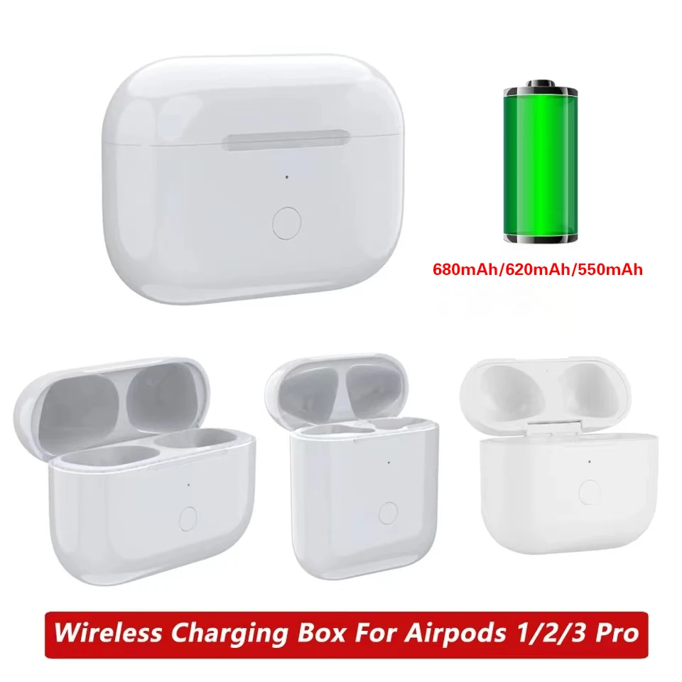 

For Airpods Pro/Pro 2 Charging Box Aipods 1/2 Wireless Bluetooth Earphones Accessory 680/620/550mAh Charging Case For IOS Earbud