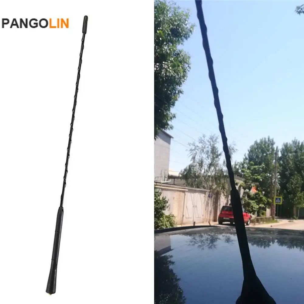 

1pc 16" Universal Spiral Car Roof Mast Black Solid aluminium Radio FM Signal Aerial Amplified Antenna for VW BMW Mazda Toyota