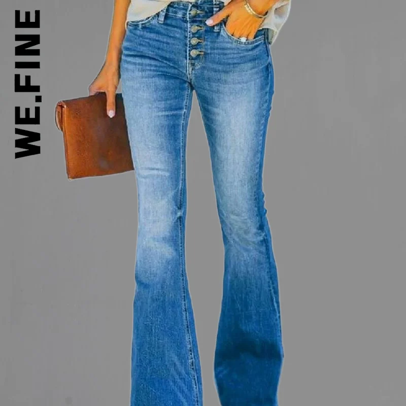 

We.Fine Baggy High Waist 2022 Denim Pants Solid Women Jeans Y2k Loose Wide Leg Jeans Pants Bottom Woman Trousers