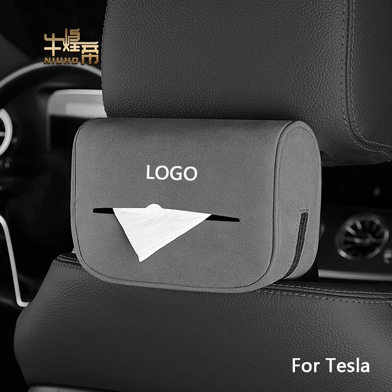 

Автомобильный замшевый контейнер для салфеток, интерьер для Tesla Model 3, модель Y, модель S X Q, бумажный подлокотник на спинку сиденья, фотоэлемен...