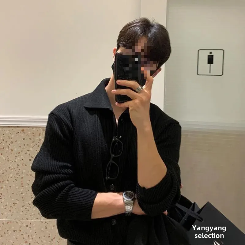 Осень/зима мужской вязаный кардиган свитер свободного кроя повседневный стиль