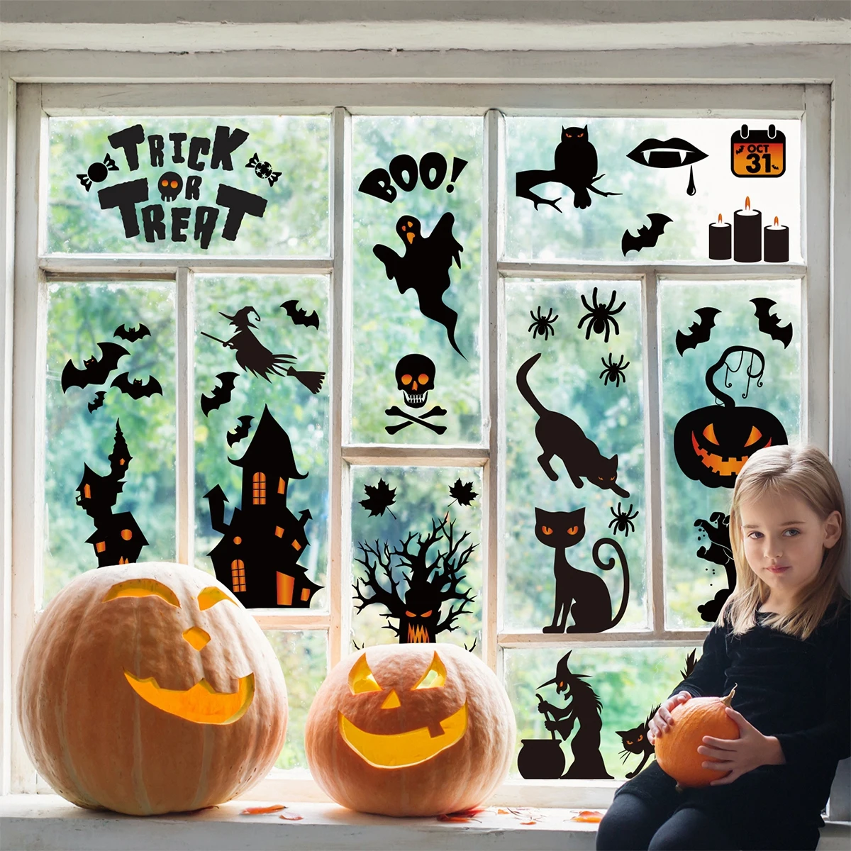 Наклейки на окна Хэллоуин наклейки для Хэллоуина искусственное украшение
