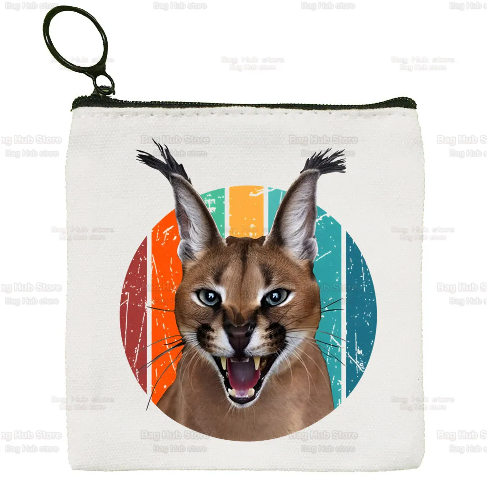 Big Floppa Canvas Coin Purse Custompattern Logo Cute Funny Cat Storage Pouch Canvas Bag New Coin Bag Key Coin Purse