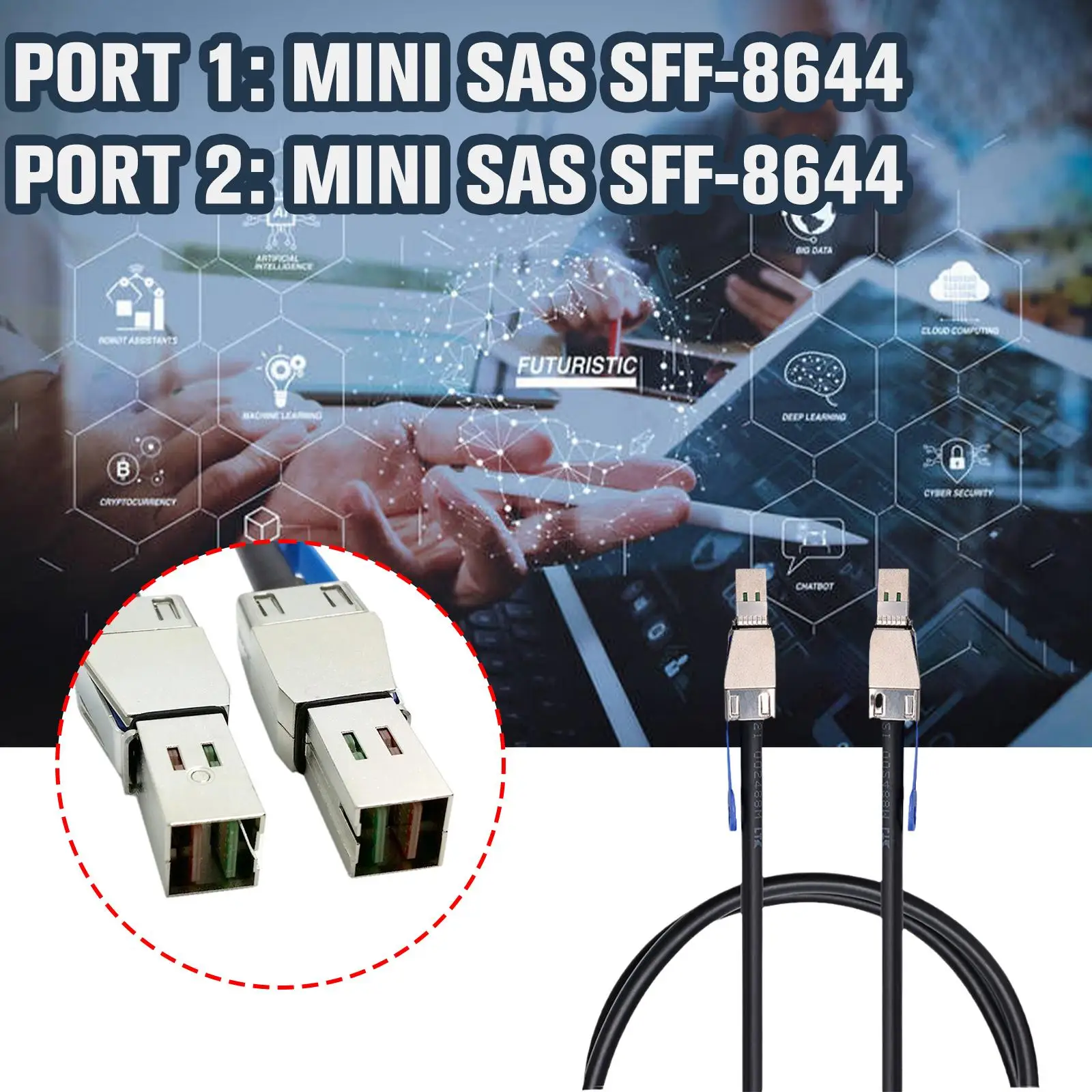 

Внешний высокоскоростной кабель для сервера данных HD Mini SAS SFF 8644 к Mini SAS SFF 8644, кабель 12 Гбит/с, кабель 2 м, K8X9