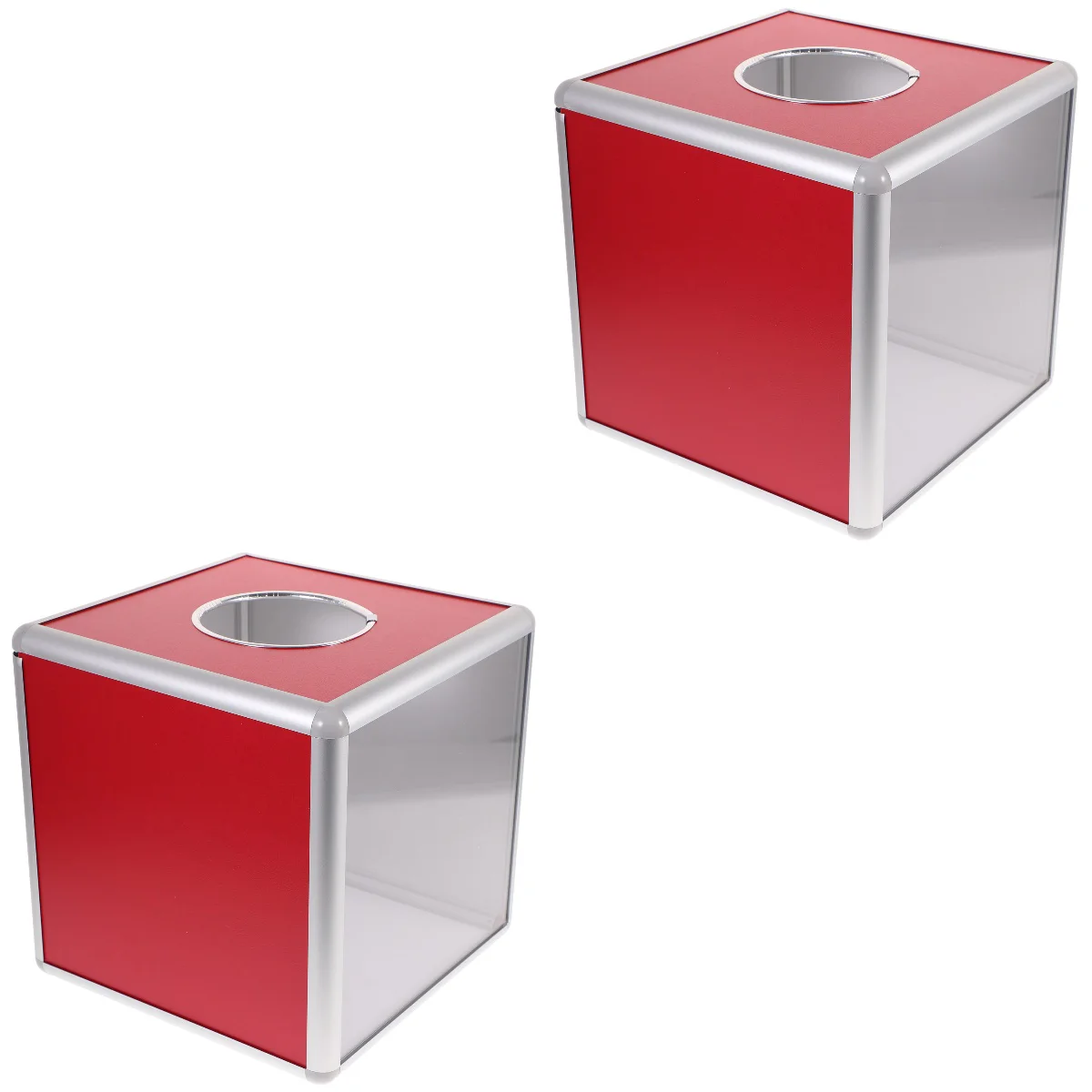 

2x Square Multifunctional Storage Ticket Box Suggestion Box Donation Ballot Box Collection Box Lottery Box