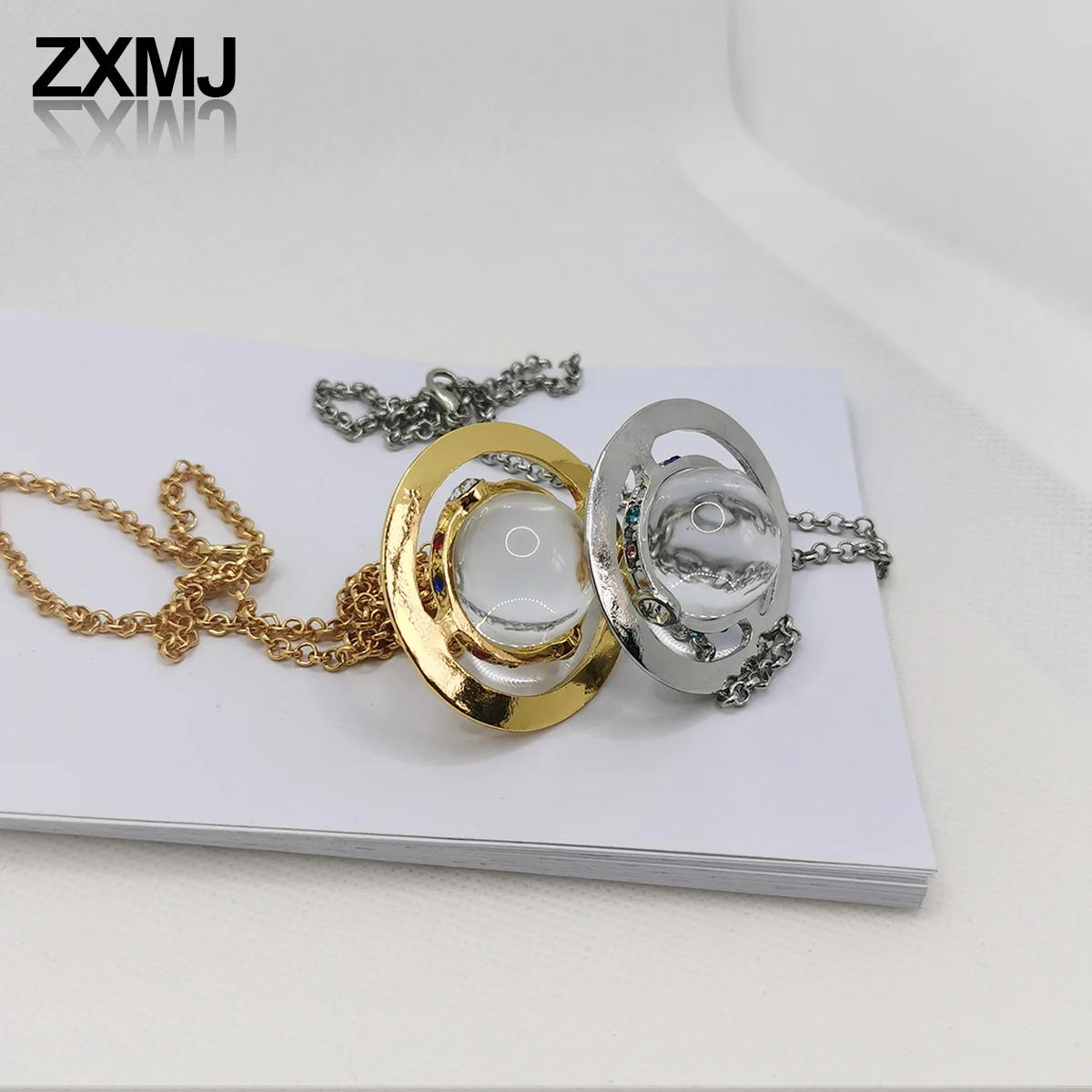 

ZXMJ Мода Сатурн Ожерелье Хип-хоп Алмазные Ожерелья Лидер продаж Женские Ожерелья Вивиан Сатурн Кулон Готический Панк Свитер Цепь