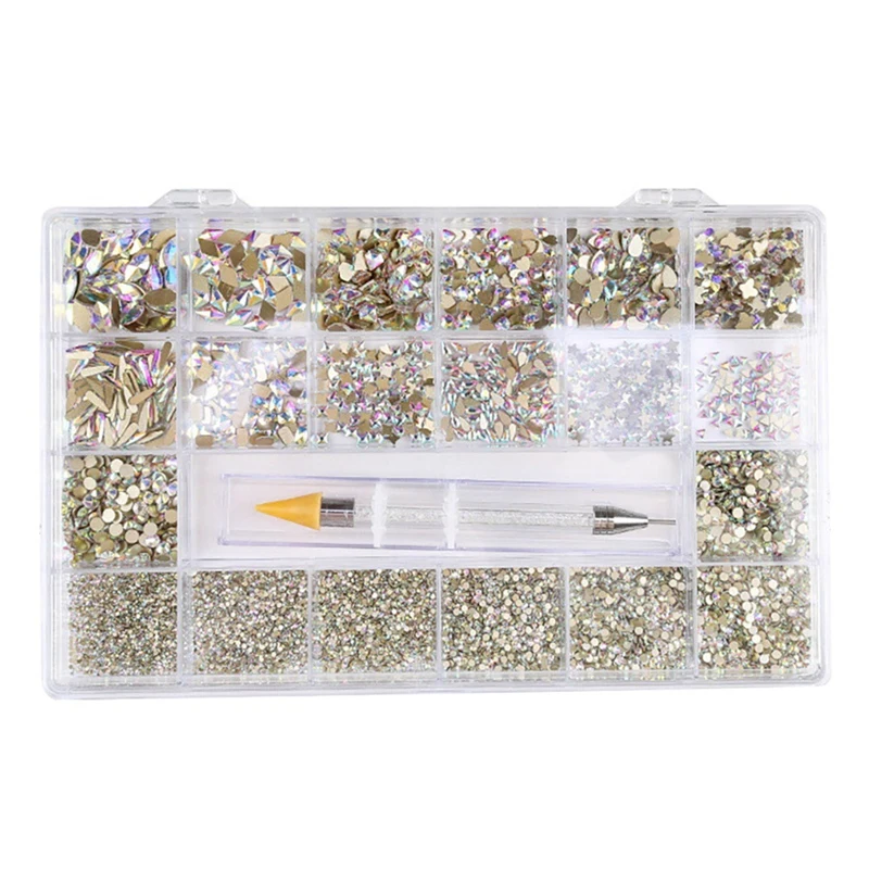 

Nail Art Rhinestone Set Multi Shape Crystal Flatback Non Hotfix Glass Diamond Multicolor Fancy Nail Decoration