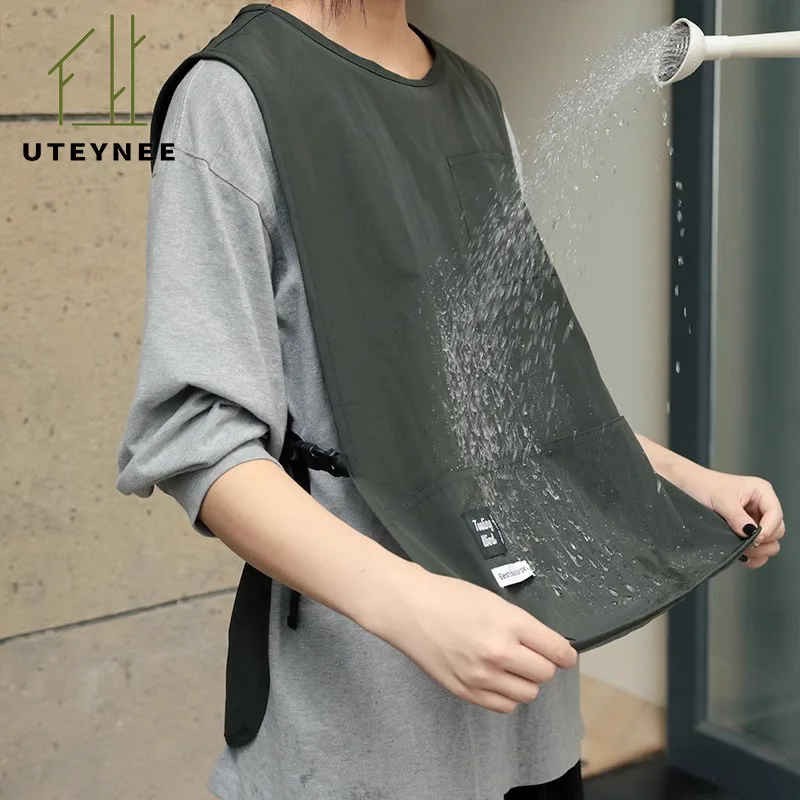 Обновление 100% водонепроницаемая кухня искусственная кожа с карманами для