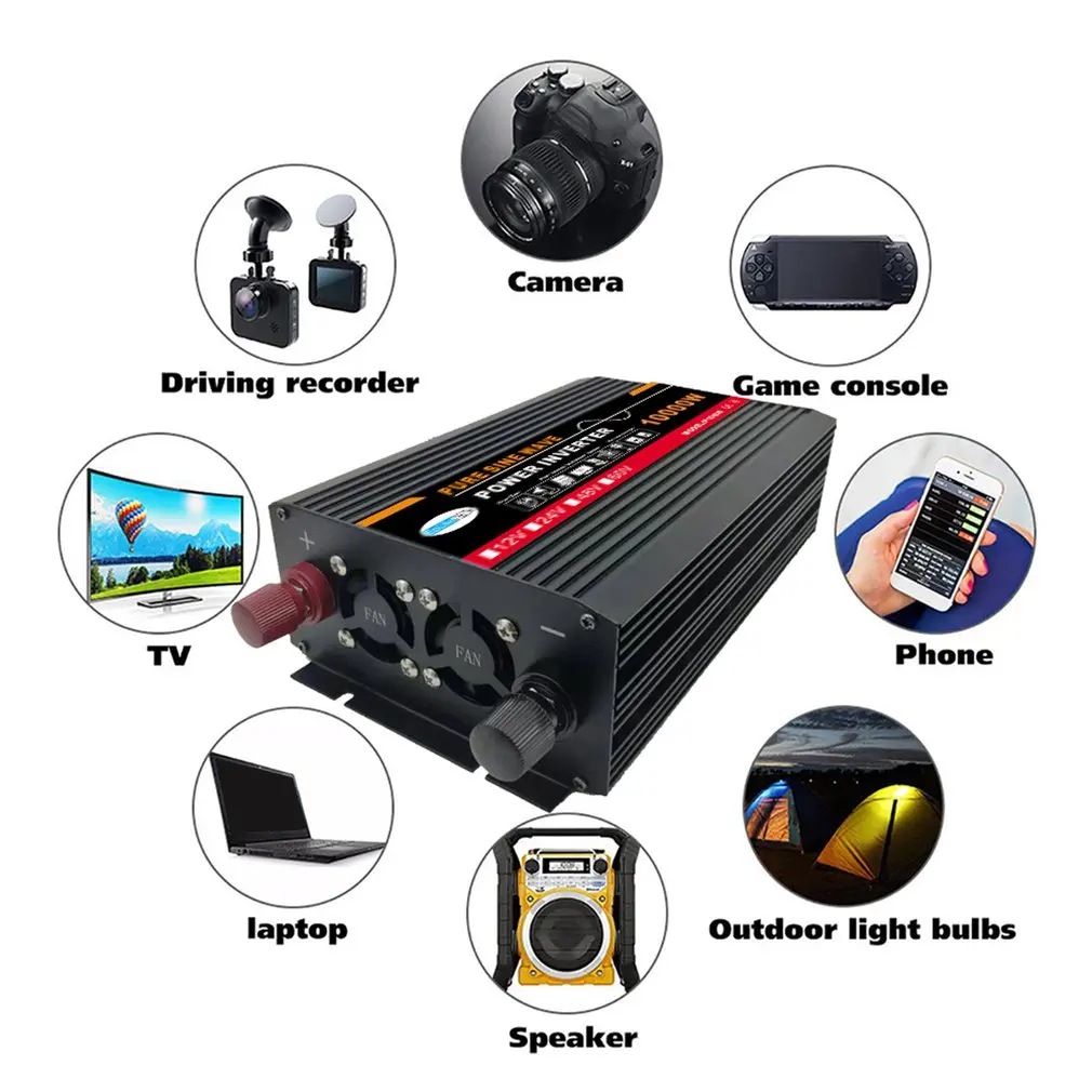 $97.61 10000W 12/24/48/60V To 220V Pure Sine Wave Power Inverter Solar System/Solar Panel/Home/Outdoor/RV/Camping Wave Power Inverter