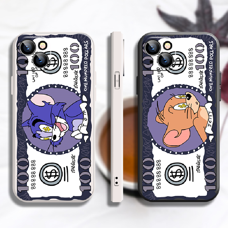 

Cute Tom Jerry Dollar Phone Case For iPhone 13 7 7P X Xr Xs 8 Plus 11 12 13 Max Pro Mini 6 6s SE 2020 Vx4k PVC Luxury PU