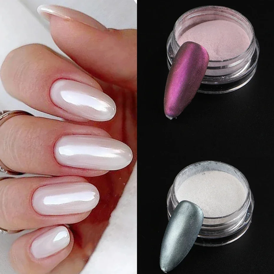 

Pearl Nail Powder Mirror Glitter Dipping Dust Nail Art Chrome Pigment Dust Gel Polish Shining Manicure DIY Chameleon Decoration