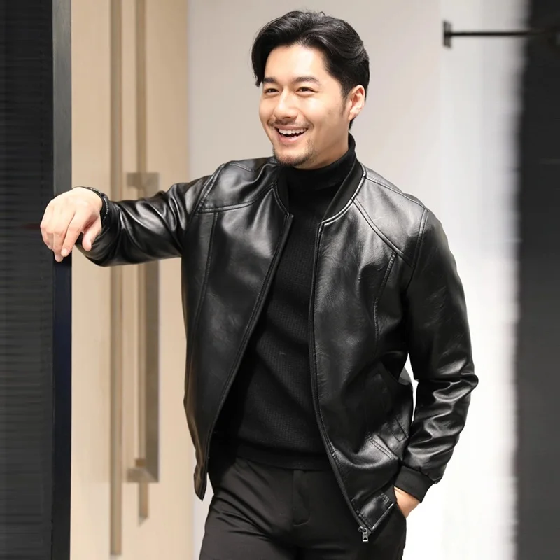 

Men Motorcycle Coat Mens Biker Clothes Spring Autumn PU Leather Jackets Male High Quality Black Brown Leather Clothing 2022 4XL