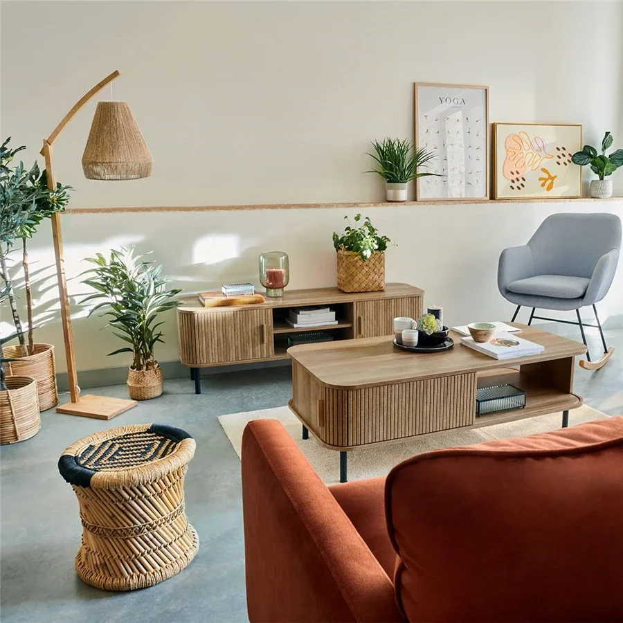 Мебель из ротанга деревянный шкаф для телевизора натурального черная подставка