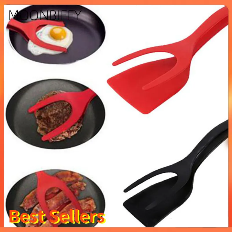 

Multifunctional 2 In 1 Non-Stick Bread Egg Turner Cooking Tongs Gadget for Kitchen Utensils Clipable Spatula Spoon Cooking Tools
