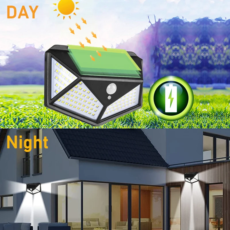 Pаспродажа Наружный настенный светильник на солнечной батарее S 100, светодиодный водонепроницаемый фонасветильник для защиты сада, забора, патио, палу...