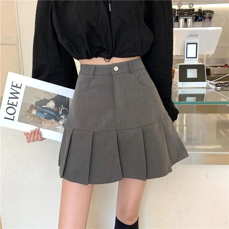 

DEEPTOWN Pleated Mini Skirt Summer Women Solid High Waist A-line Patchwork Korean Style Casual Tennis Skirt School Girl Fashion