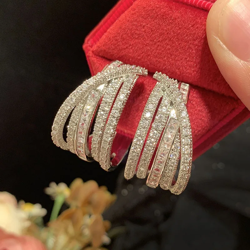 Женские многослойные серьги-кольца