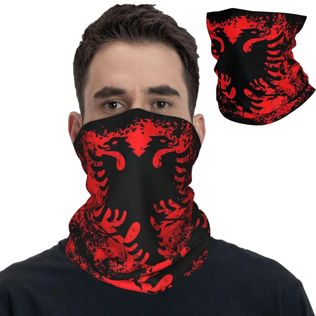 Albanian Flag Albania Bandana Neck Gaiter Printed Balaclavas Wrap Scarf Multi-use Headband Riding Unisex Adult Washable