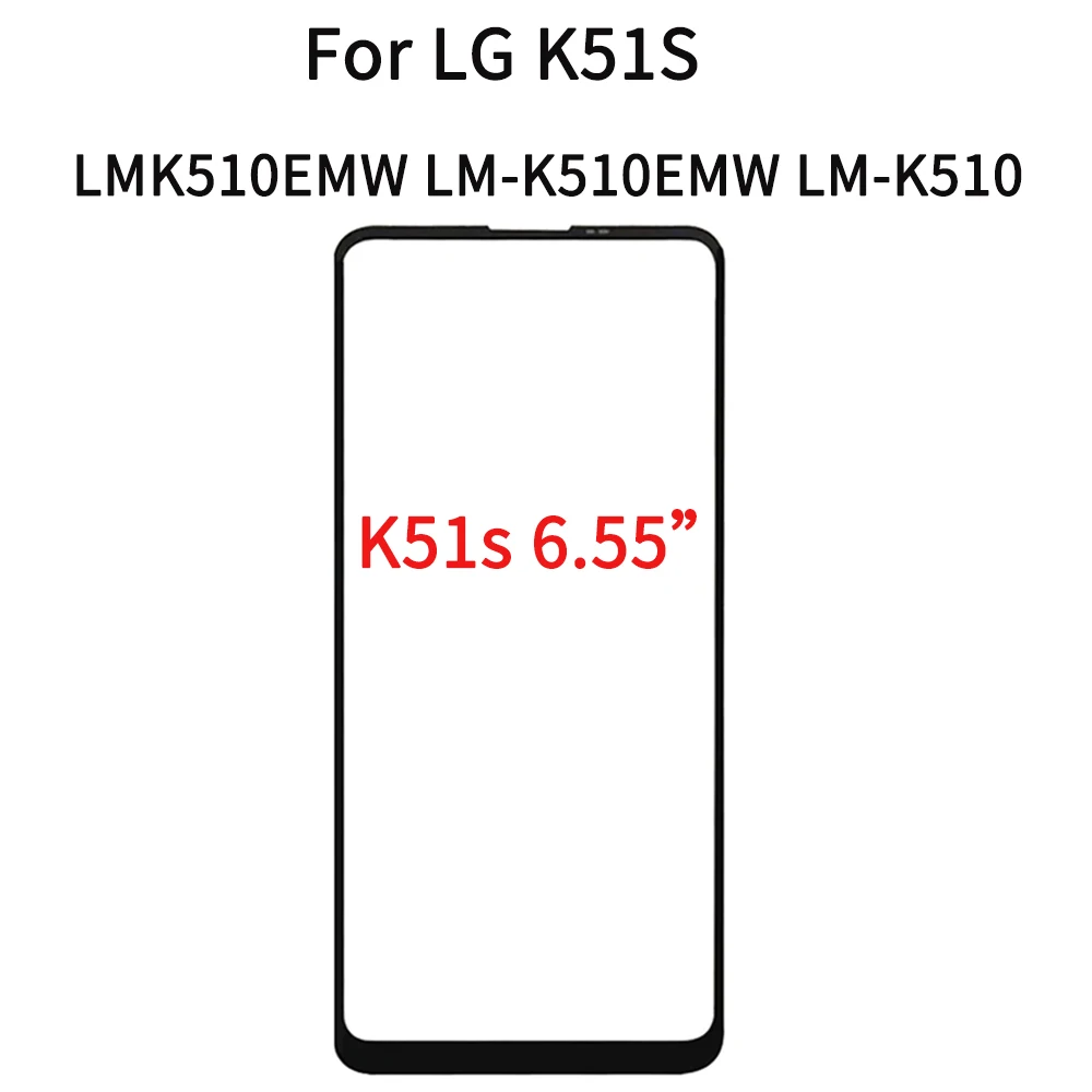 10 шт./лот для LG K51S LMK510EMW зеркальная Сенсорная панель передняя внешняя стеклянная линза для LG K51S ЖК-стекло с клеем OCA