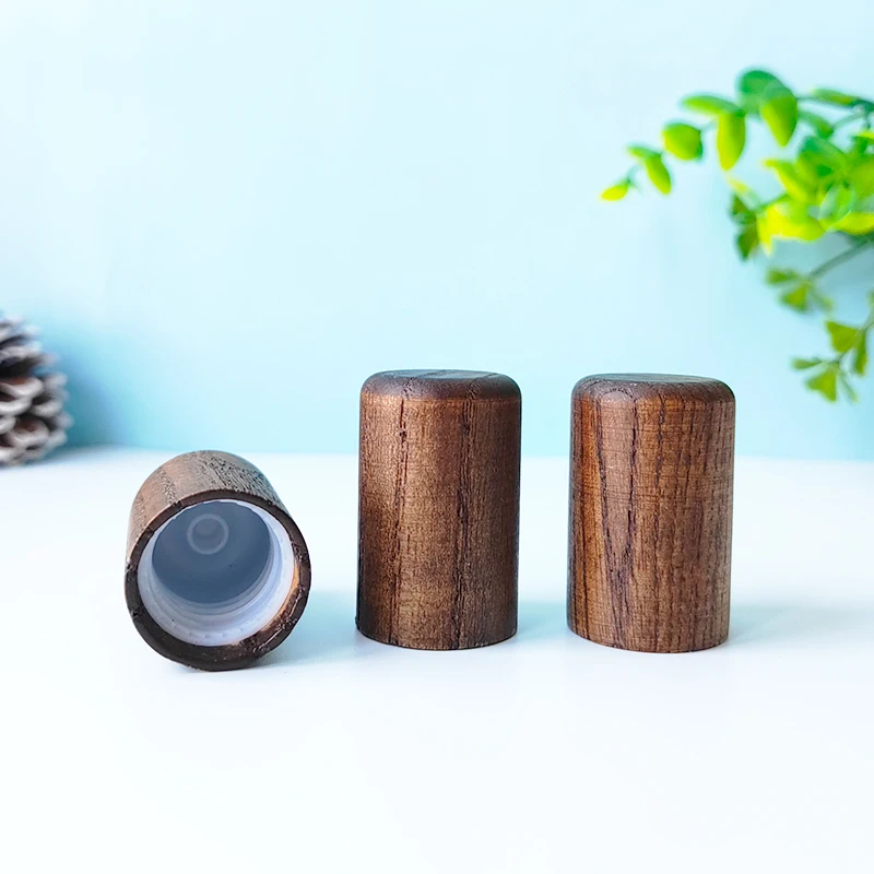 

5pcs 10pcs 18mm/ 410 Neck Size Bamboo Perfume Roll On Cap with Steel Ball Plug For 5ML 10ML 15ml Doterra Young Living OilBottles