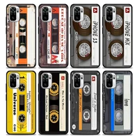 retro music cassette tape vintage style phone case for xiaomi redmi note 9 9t 10 10s 11 11s 11e 8 7 poco m3 m4 pro 5g cover case