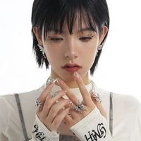 lats new punk mutations liquid butterfly rings for women girl silver color cool hiphop metal couple open ring fashion jewelry