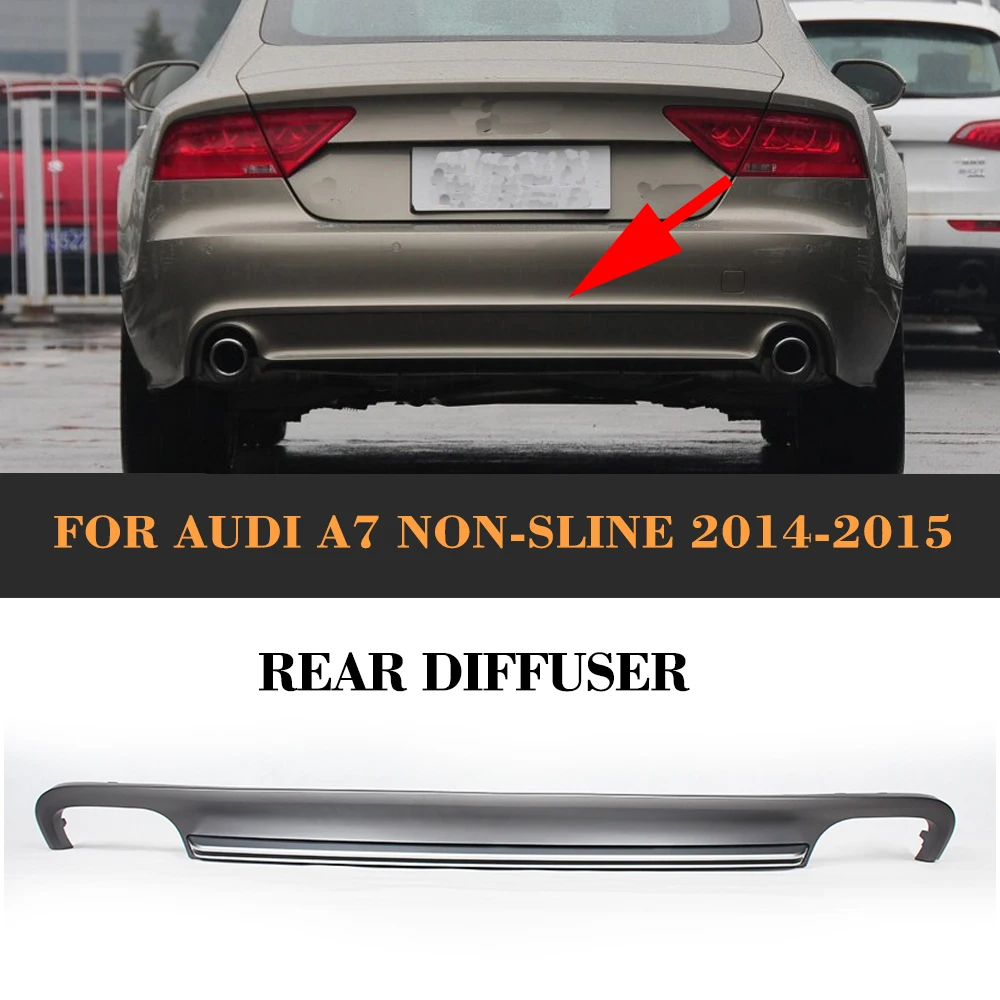 

Grey PP Car Rear Lip Diffuser Spoiler With Exhaust For Audi A7 Standard Hatchback 4 Door 12-15 Non S7 Sline