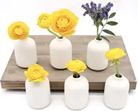 Set of 6 Small White Ceramic Bud Vases for Decor | Boho Vases for Dry Flowers| Wedding, Home, Centerpiece, Modern, Minimalist