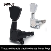 6pc trapezoid handle tuning pegs machine heads tuner for acoustic electric guitar chromeblackgold