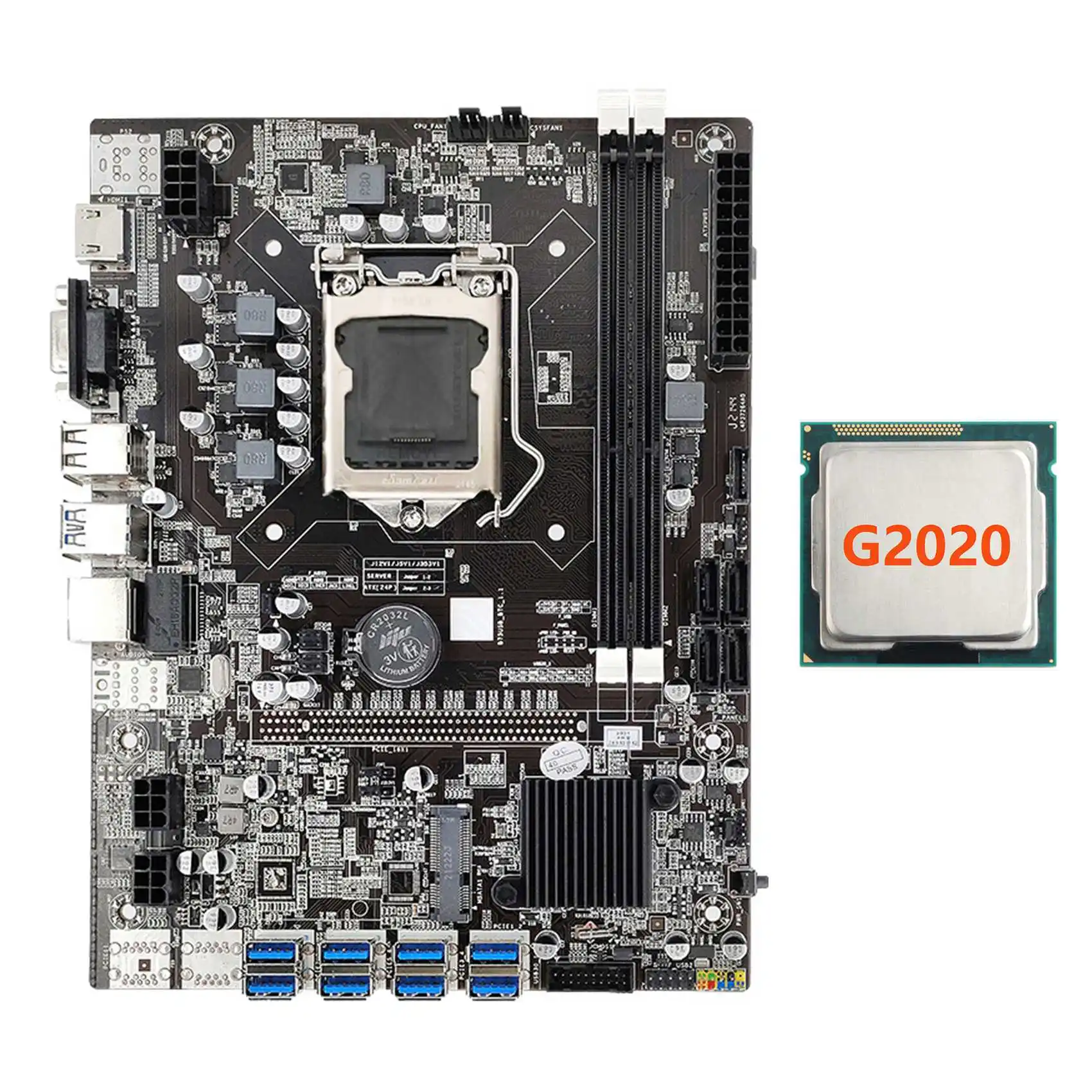 

B75 ETH Mining Motherboard+G2020 CPU 8XPCIE to USB LGA1155 MSATA DDR3 USB 3.0 B75 USB BTC Miner Motherboard