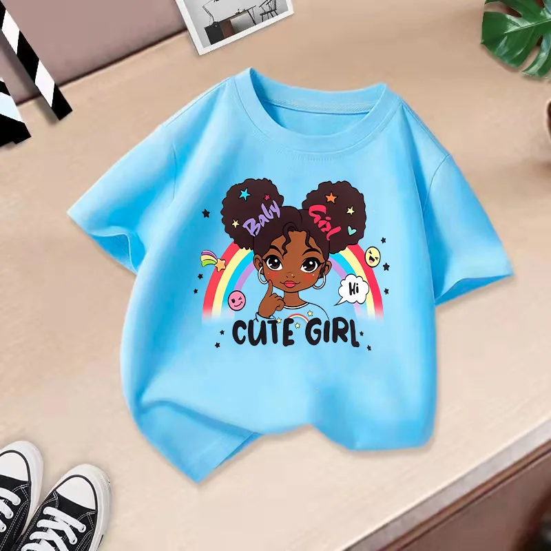 Летняя хлопковая футболка для подростков топ с мультяшным принтом детская
