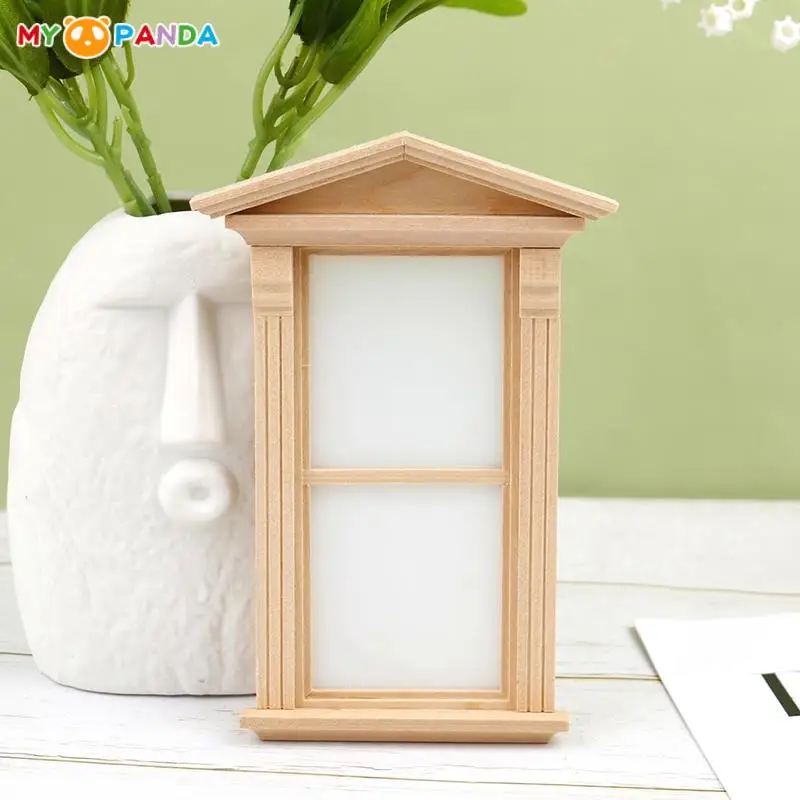 

1/12 Dollhouse Miniature Wood Door Wooden Up and Down Sliding Windows Frame DIY Accessories Doll House Furniture Toys