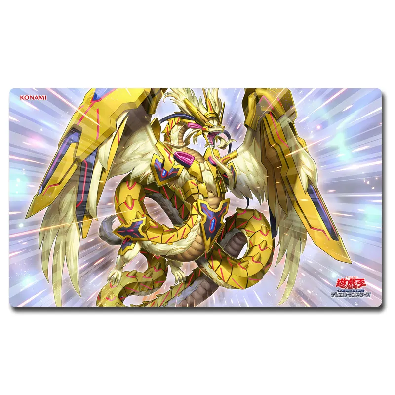 Фото Игровой коврик Yugioh Divine Golden Shadow Dragon Dragluxion Yu-Gi-Oh! Коврик для карточных игр TCG OCG, резиновый коврик для дуэлей №3