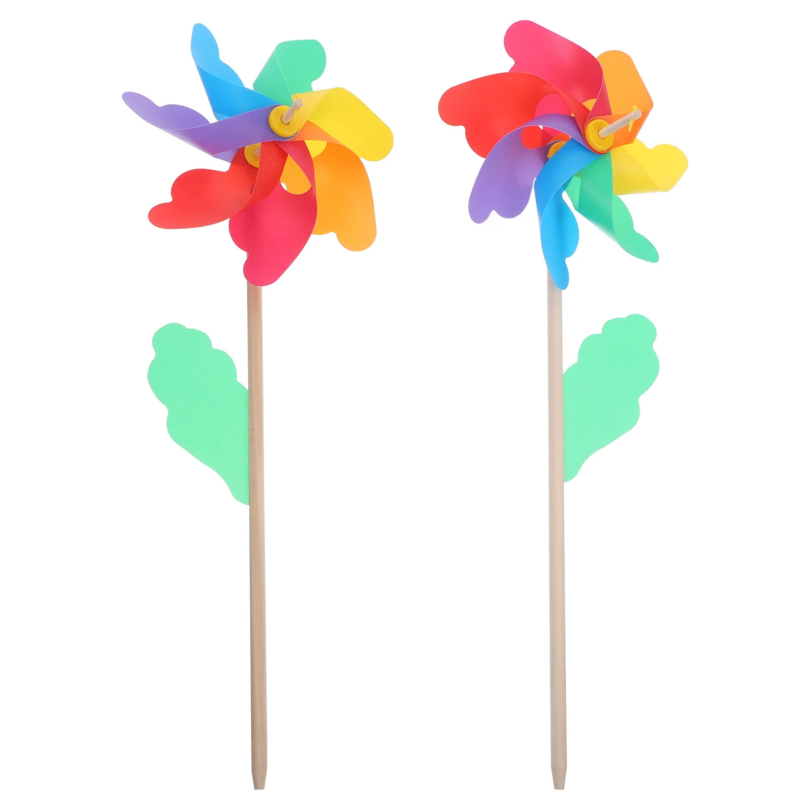 

2 PCS Out Door Decor Kids Pinwheels Toy Pinwheel Lawn Party Decor Plastic Pinwheel Lawn Wind