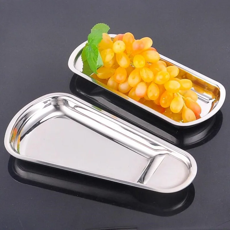 

Stainless Steel Gold Storage Tray Fruit Sancks Jewelry Display Plate Kitchen Organizer Tools Metal Seal Clip Bean Spoon Clip