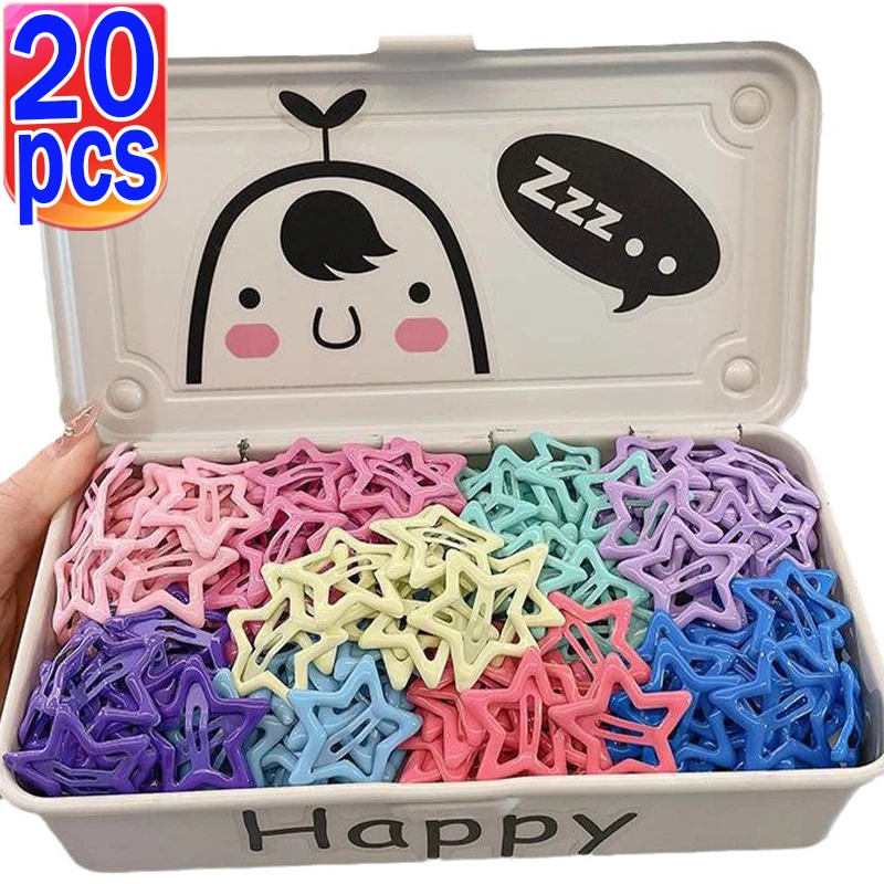 

10/20Pcs Y2K Colorful Bobby Pin Girl Stars Barrettes Metal Snap Clips Korean BB Hairpins Crab Stick Headwear Hair Accessories