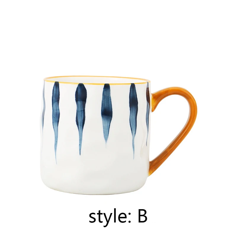 

Керамическая кофейная кружка YWDL с пышной поверхностью 400 мл, термостойкая кружка для завтрака с молочным овсянком и ручкой, домашняя кружка, посуда для напитков в японском стиле