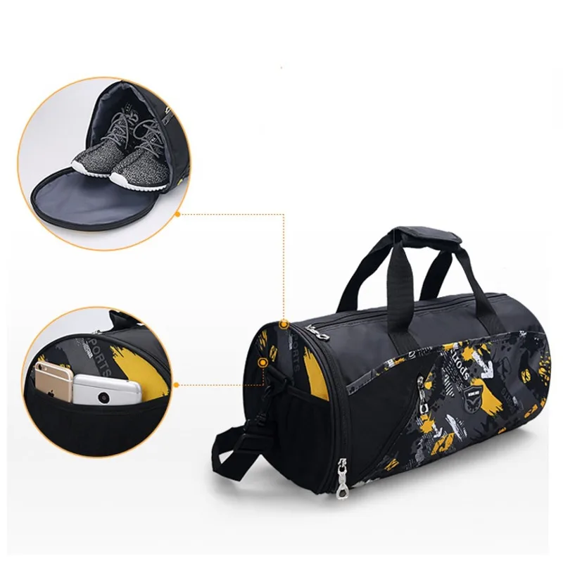 Fitness Sports Waterproof Bag Men's And Women's Single Shoulder Diagonal Cylinder Travel Large Tote Luggage Handbag Suitcase