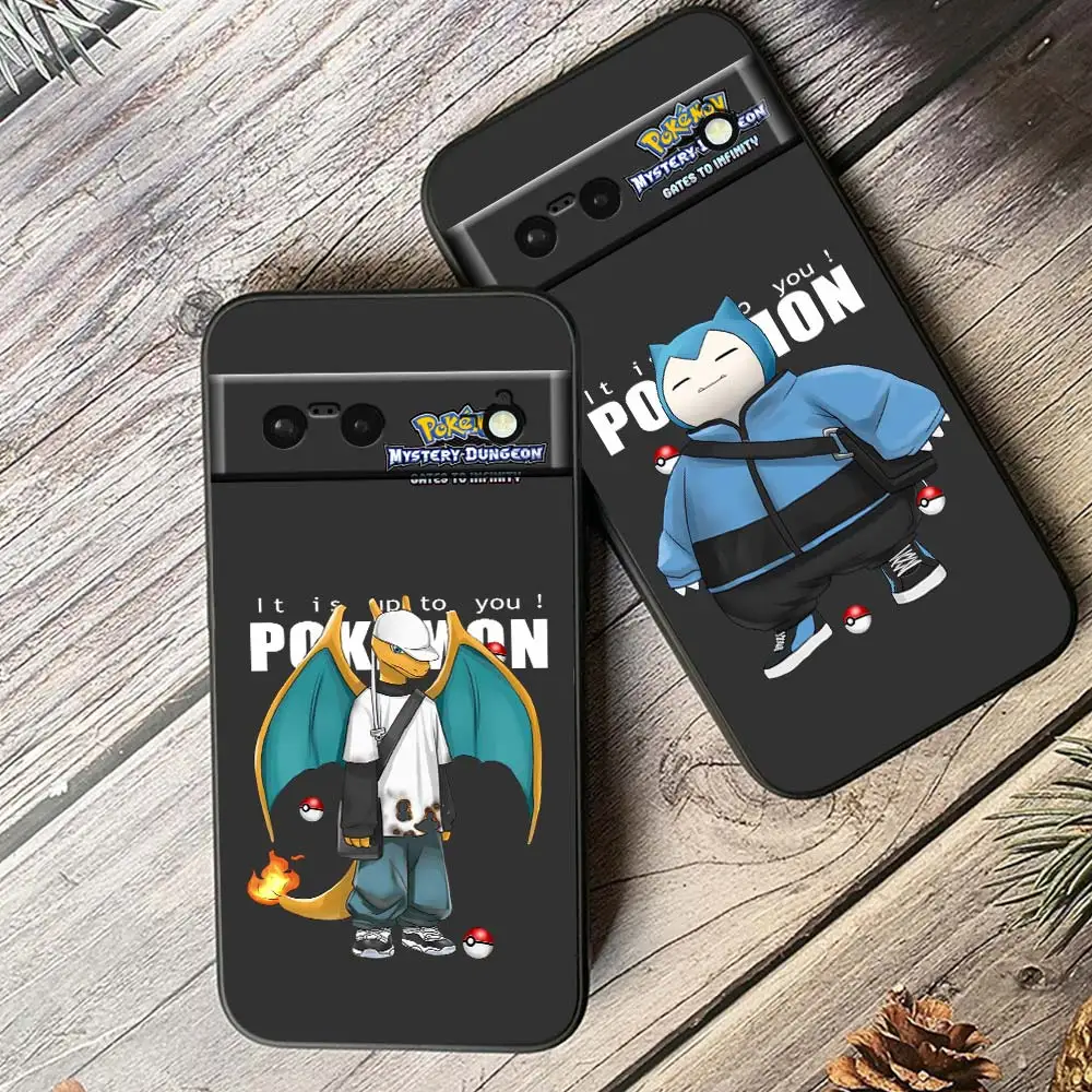 

Pokemon Dragonite Snorlax Art Phone Case For Google Pixel 8 7 6 Pro 6A 5A 5 4 4A XL 5G Black Shell Soft TPU Cover Fundas Capa