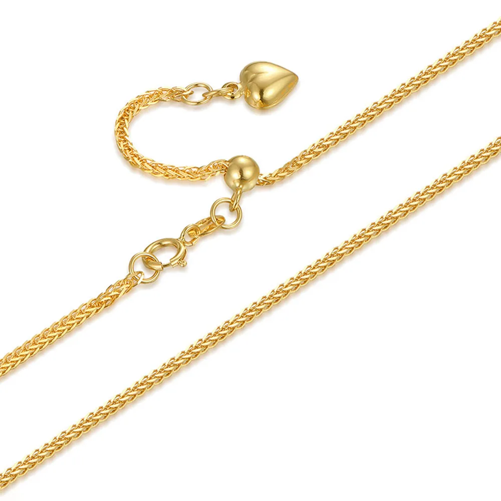 

Au750 Solid 18K Yellow Gold Women Lucky Wheat Chain Foxtail Necklace 0.8-1.2mmW 45-50cmL