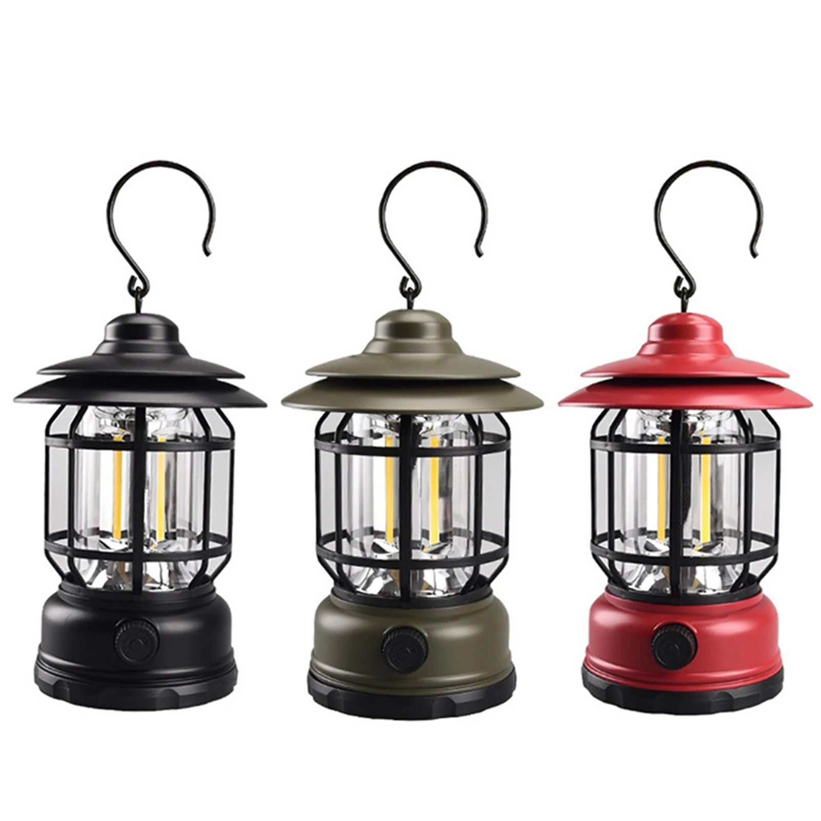 

Светодиодный фонарь в стиле ретро для кемпинга, перезаряжаемый металлический прочный водонепроницаемый подвесной светильник в стиле ретр...