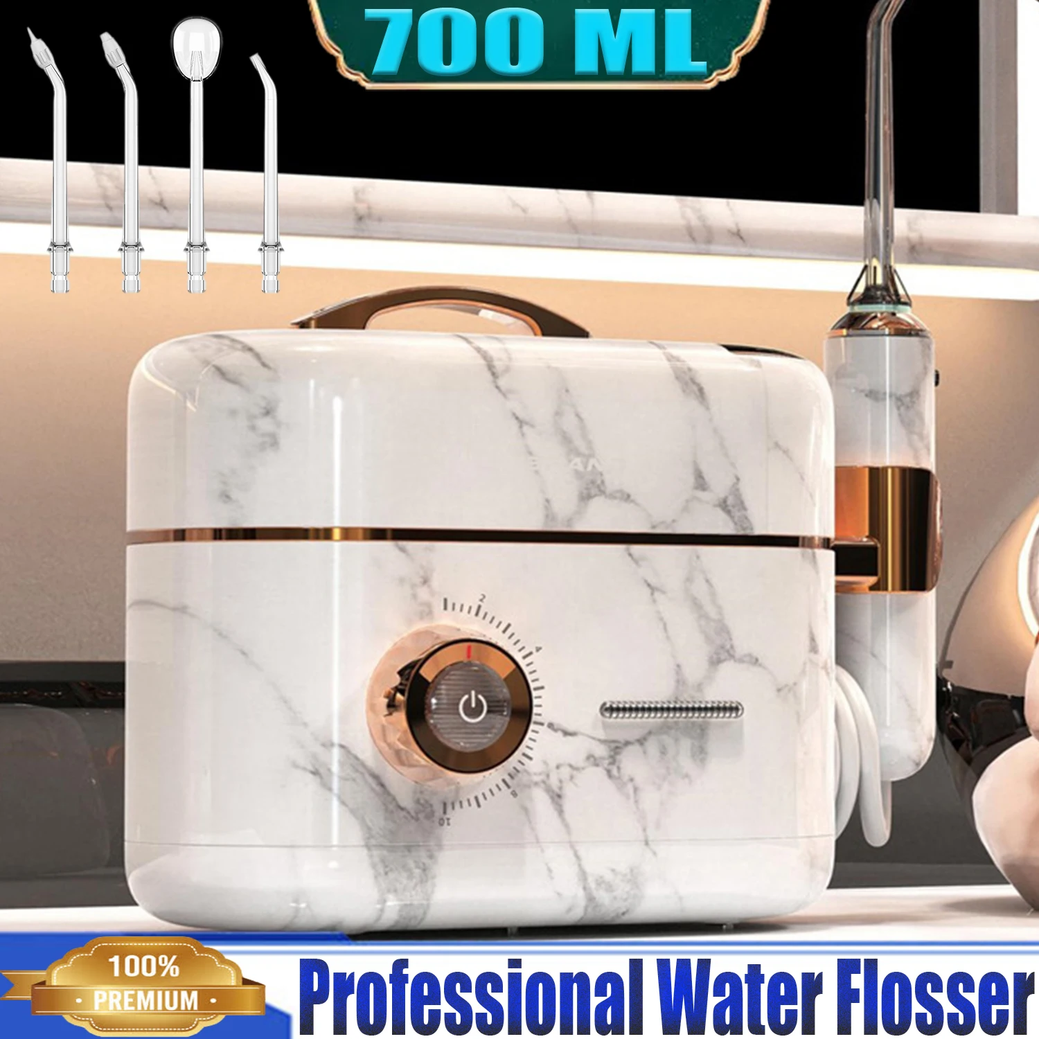 

Water Flosser,Professional Electric Oral Irrigator Jet Scaler,700ML Tank for Home Dental Whitening Gum Care Cleaner