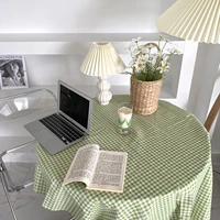 plaid table cloth korean fresh checkered tablecloth bedroom dormitory dressing table mat ins round tablecloth desk rectangle